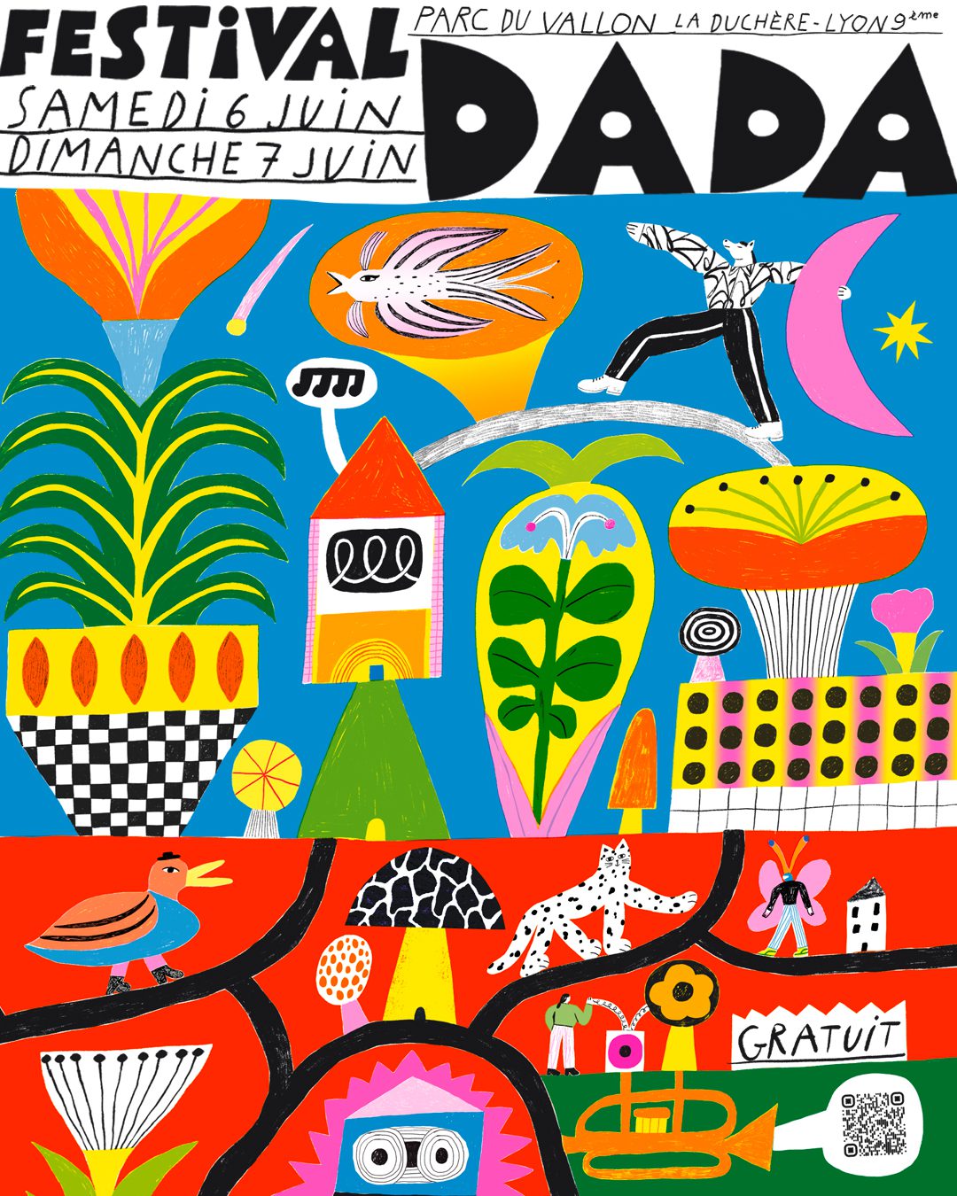 Festival DADA les 6 et 7 juin 2026 au Parc du Vallon, La Duchère Lyon 9. Organisé par la MJC Duchère.
